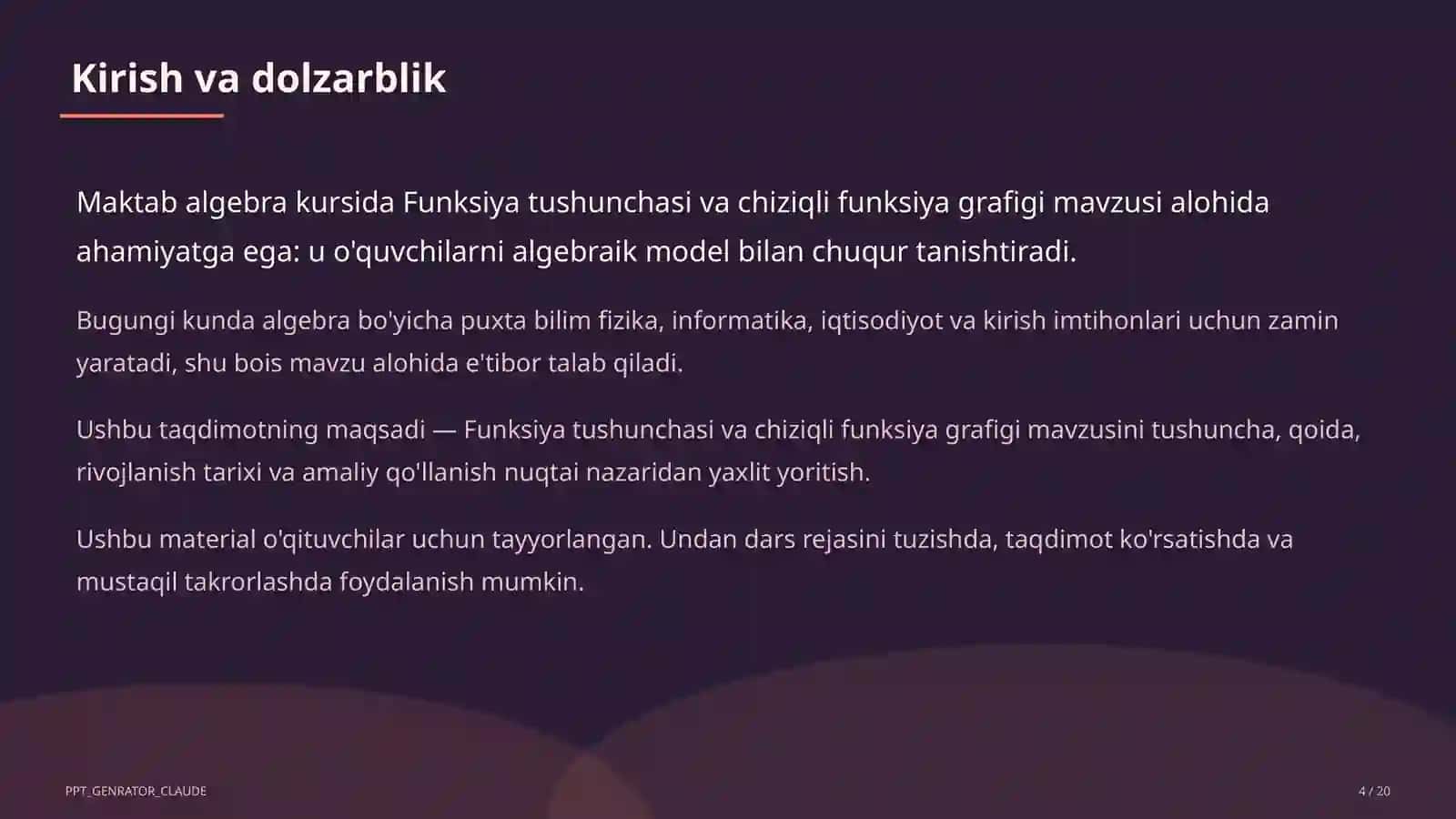 Funksiya tushunchasi va chiziqli funksiya grafigi (7-sinf) 4