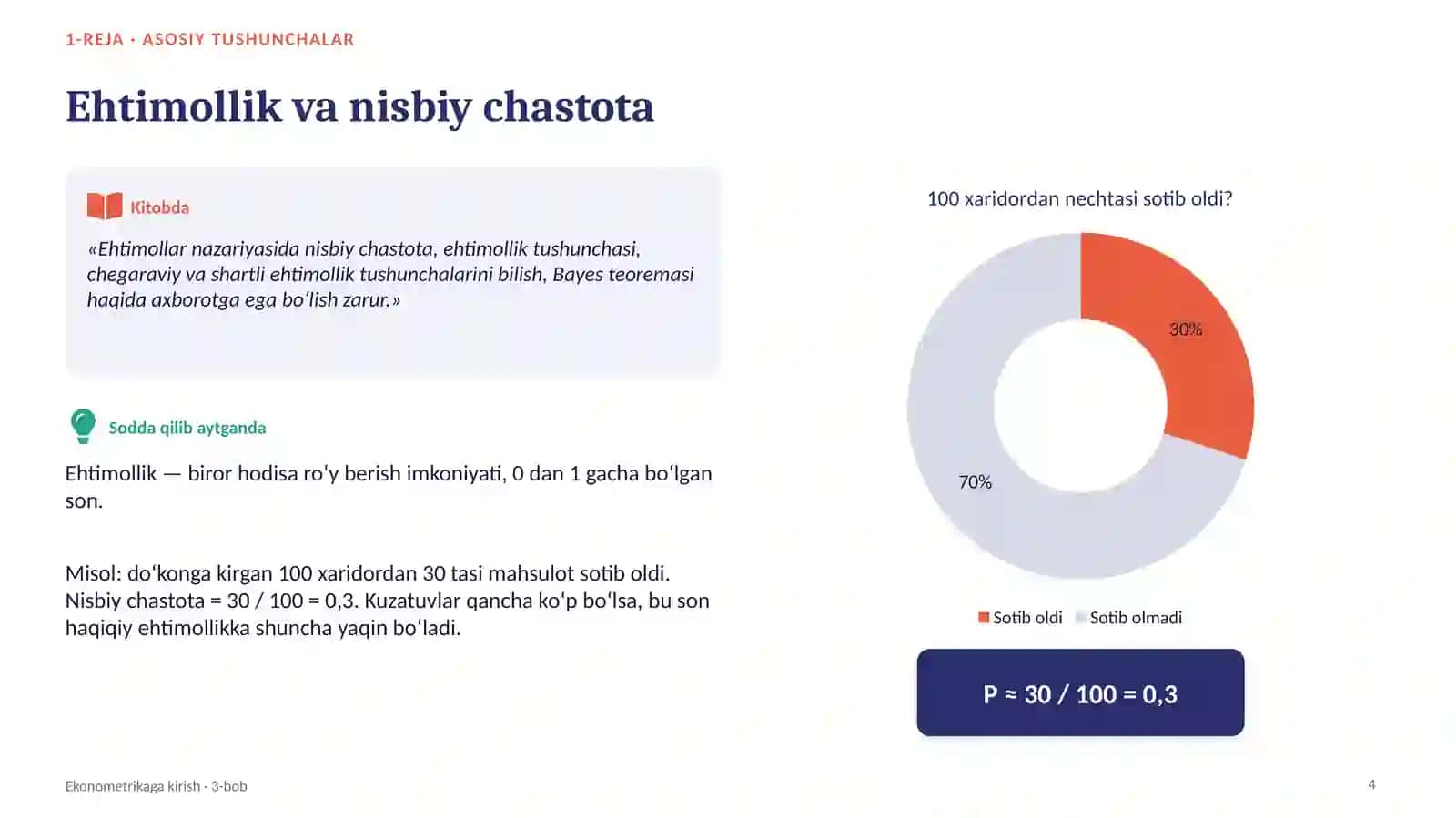 Ehtimollar nazariyasi va matematik statistikaning asosiy tushunchalari 4