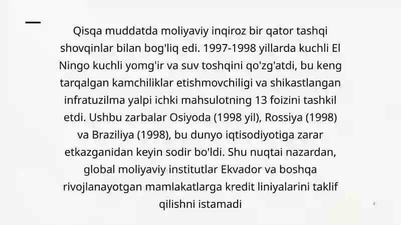 Ekvador iqtisodiy sharoitlar 4
