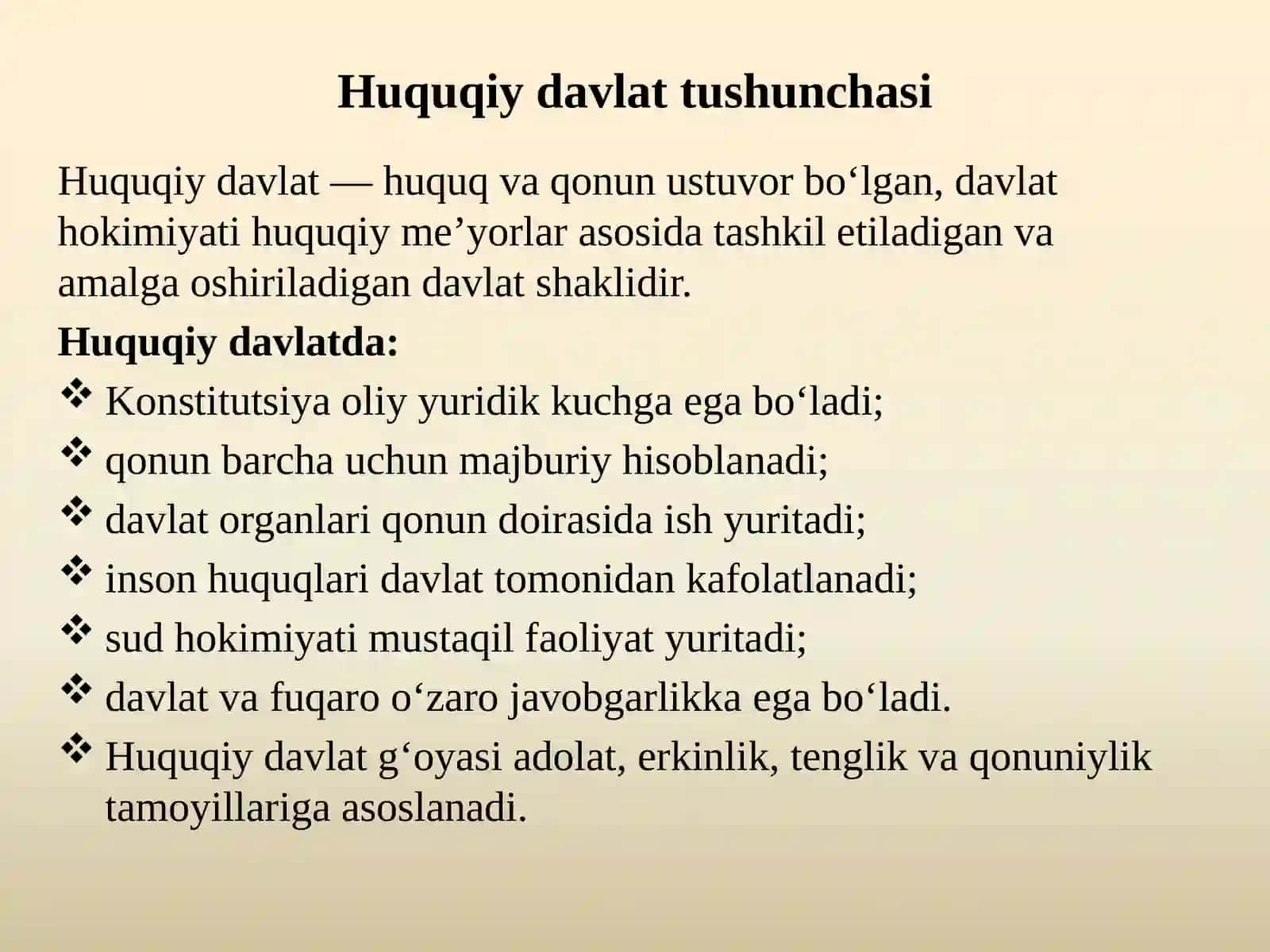 Huquqiy davlatning asosiy belgilari va prinsiplari 4