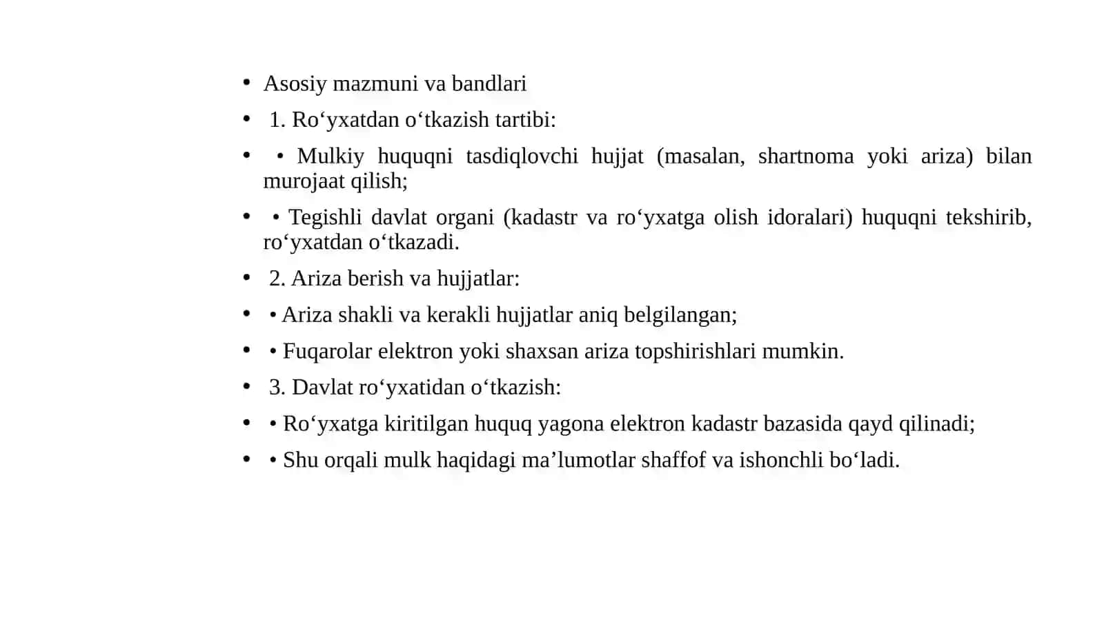 Ko’chmas mulkka doir normativ – huquqiy hujjatlar bilan tanishish 4