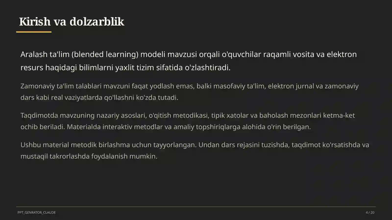 Aralash ta'lim (blended learning) modeli 4