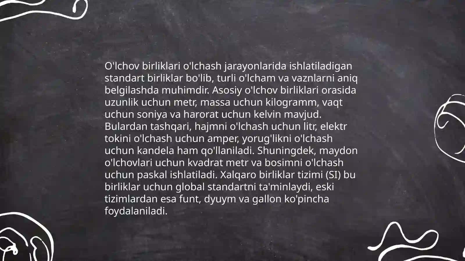 Miqdorlarni o'lchash va o'chov birliklari orasidagi uzviy bog'liklar va ular ustida amallar 4