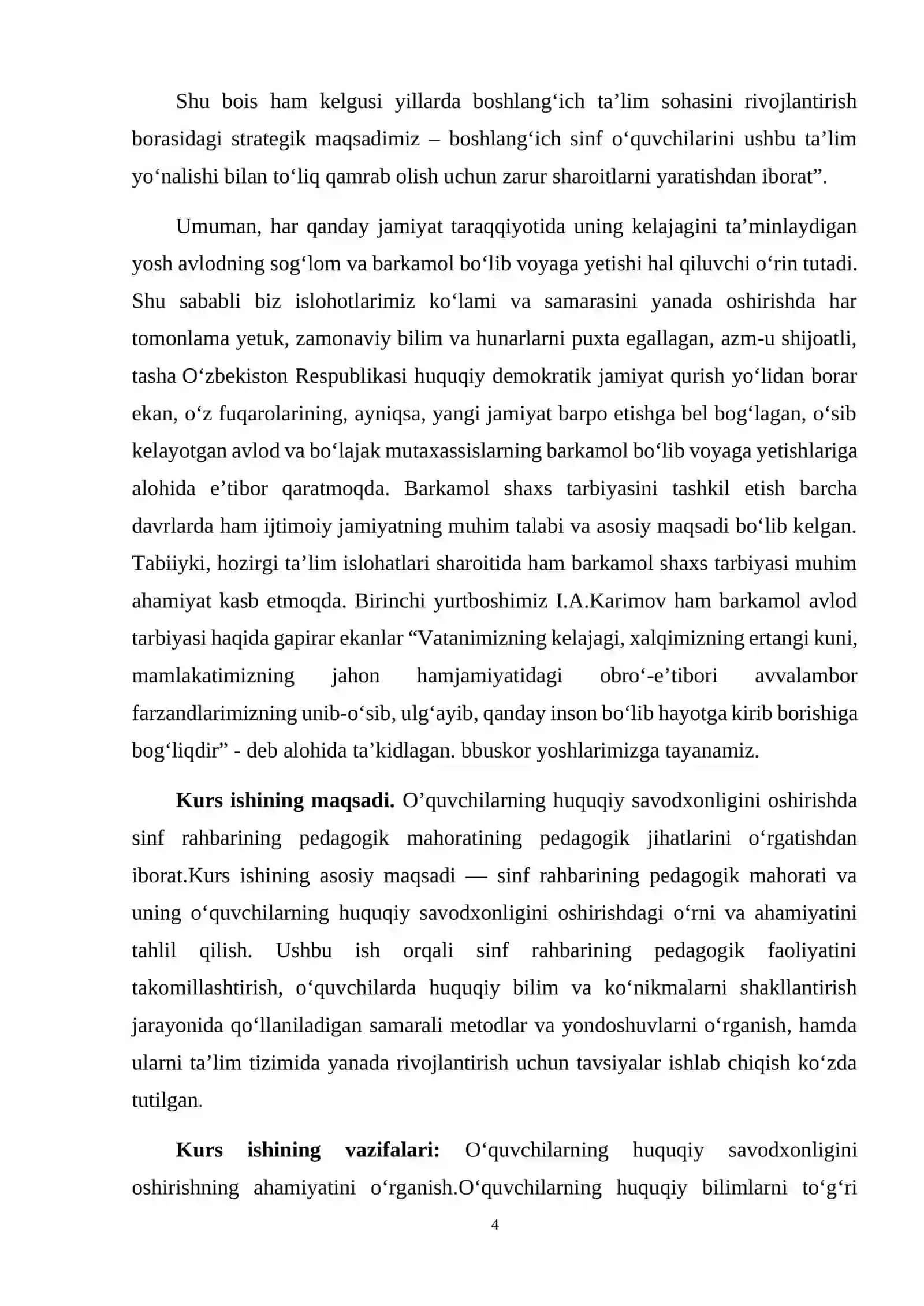 O‘QUVCHILARNING HUQUQIY SAVODXONLIGINI OSHIRISHDA SINF RAHBARNING PEDAGOGIK MAHORATI 4