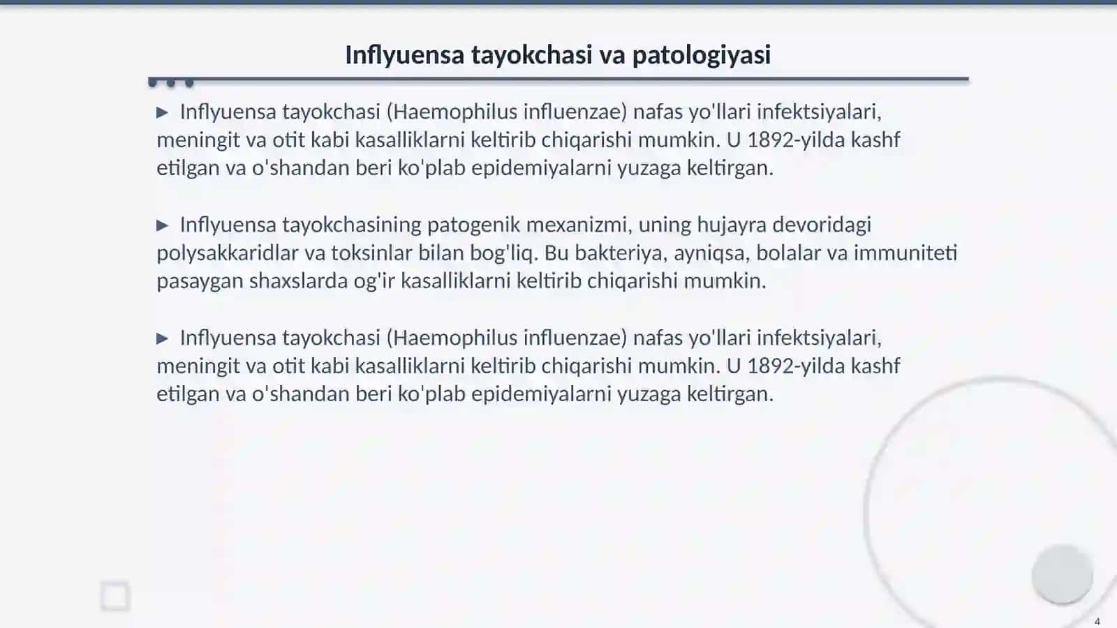 Gemofil bakteriyalar (inflyuensa tayokchasi, yumshok shankr qo zg'atuvchisi) 4