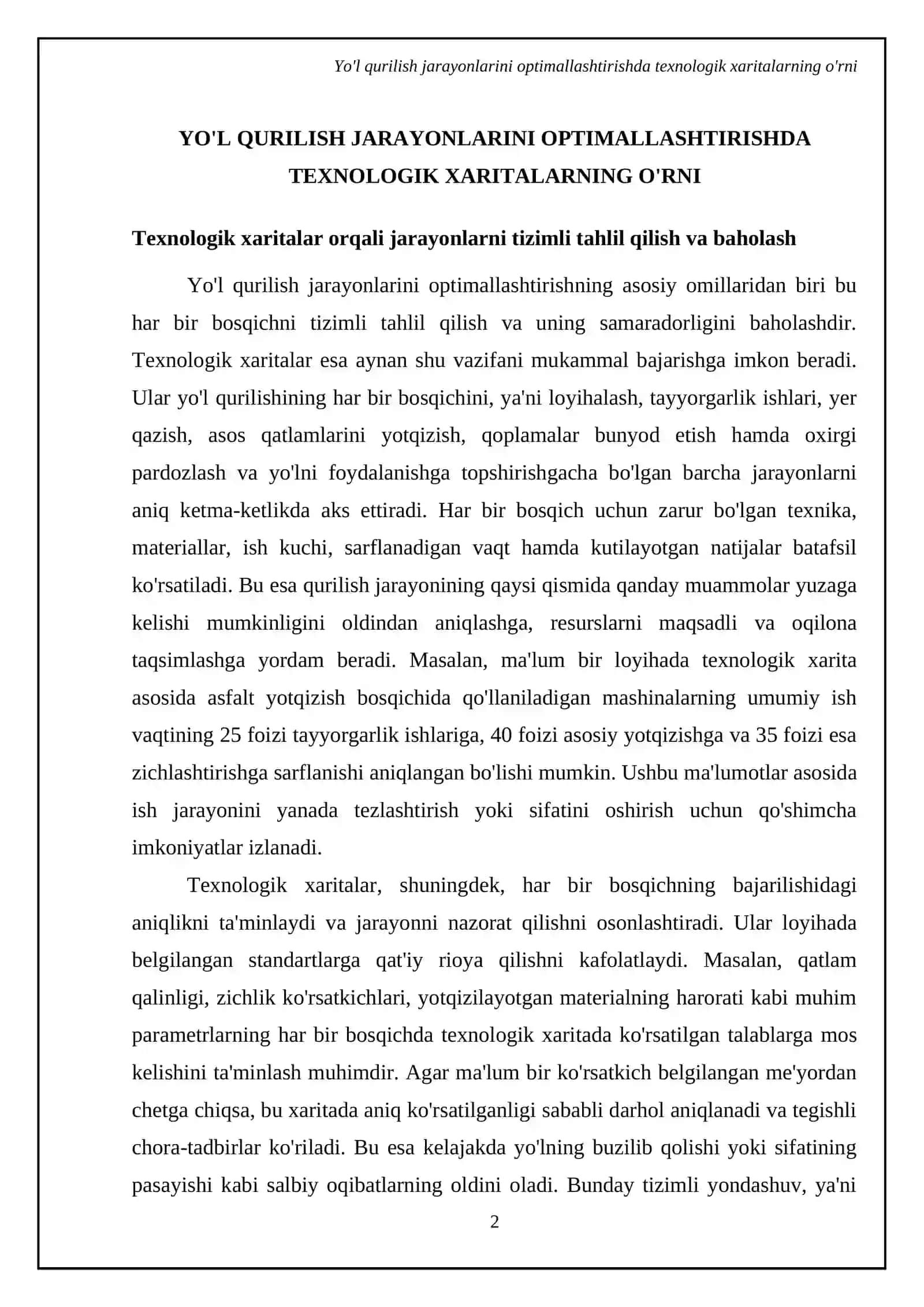 Yo’l qurish ishlarini olib borishning texnologik xaritalari 4