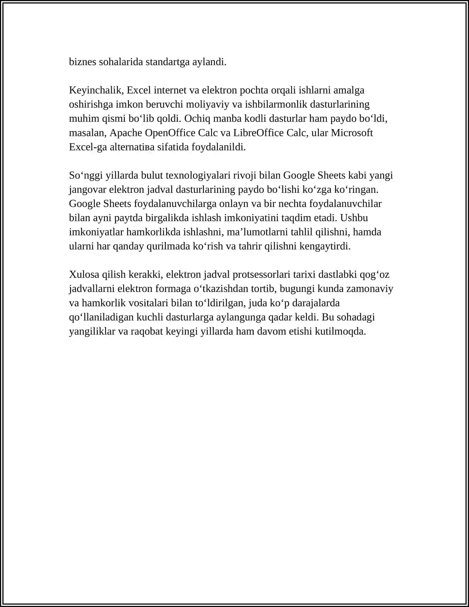 ELEKTRON JADVAL PROTSESSORLARI, ULARNING VAZIFASI VA IMKONIYATLARI 4