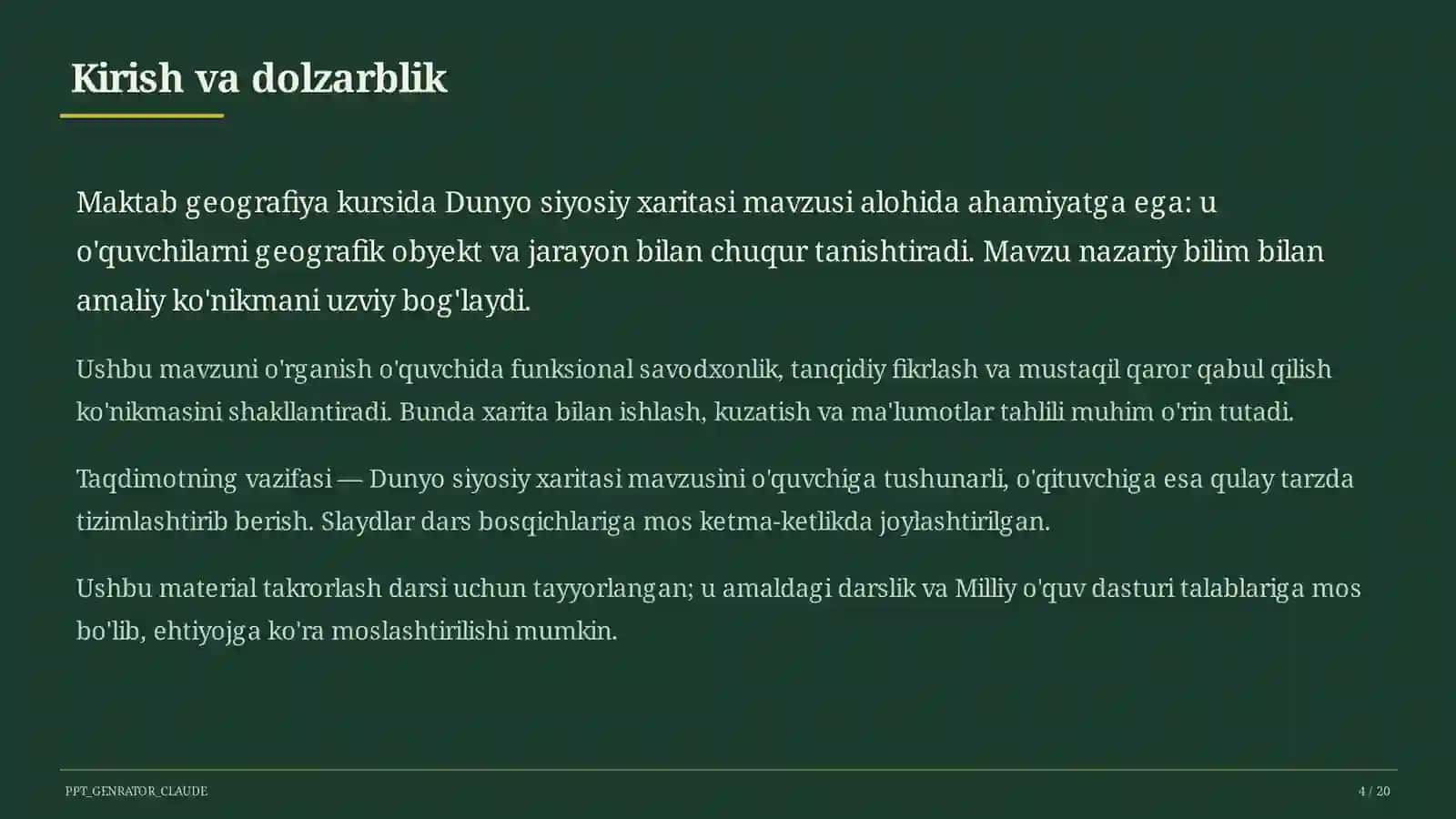 Dunyo siyosiy xaritasi (10-sinf) 4