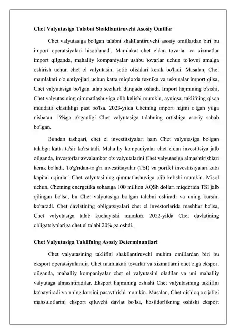 Chet valyutasiga talab va uni taklif etishning kichik mamlakat modeli 4