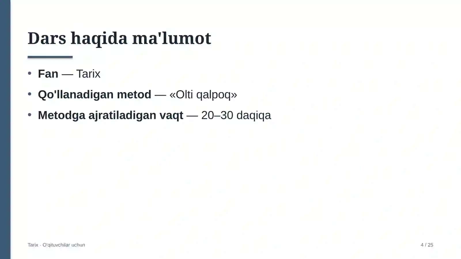 tarix darslarida olti qalpoq metodidan foydalanish 5862 4