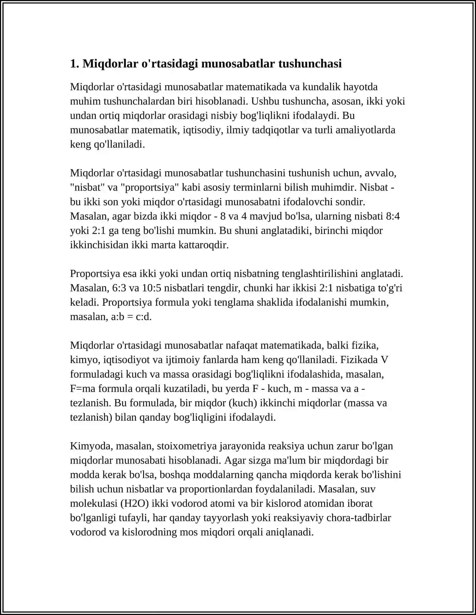 MIQDORLAR OʼRTASIDAGI MUNOSABATLARGA OID MASALALAR YECHISHNI OʼRGATISH METODIKASI 4