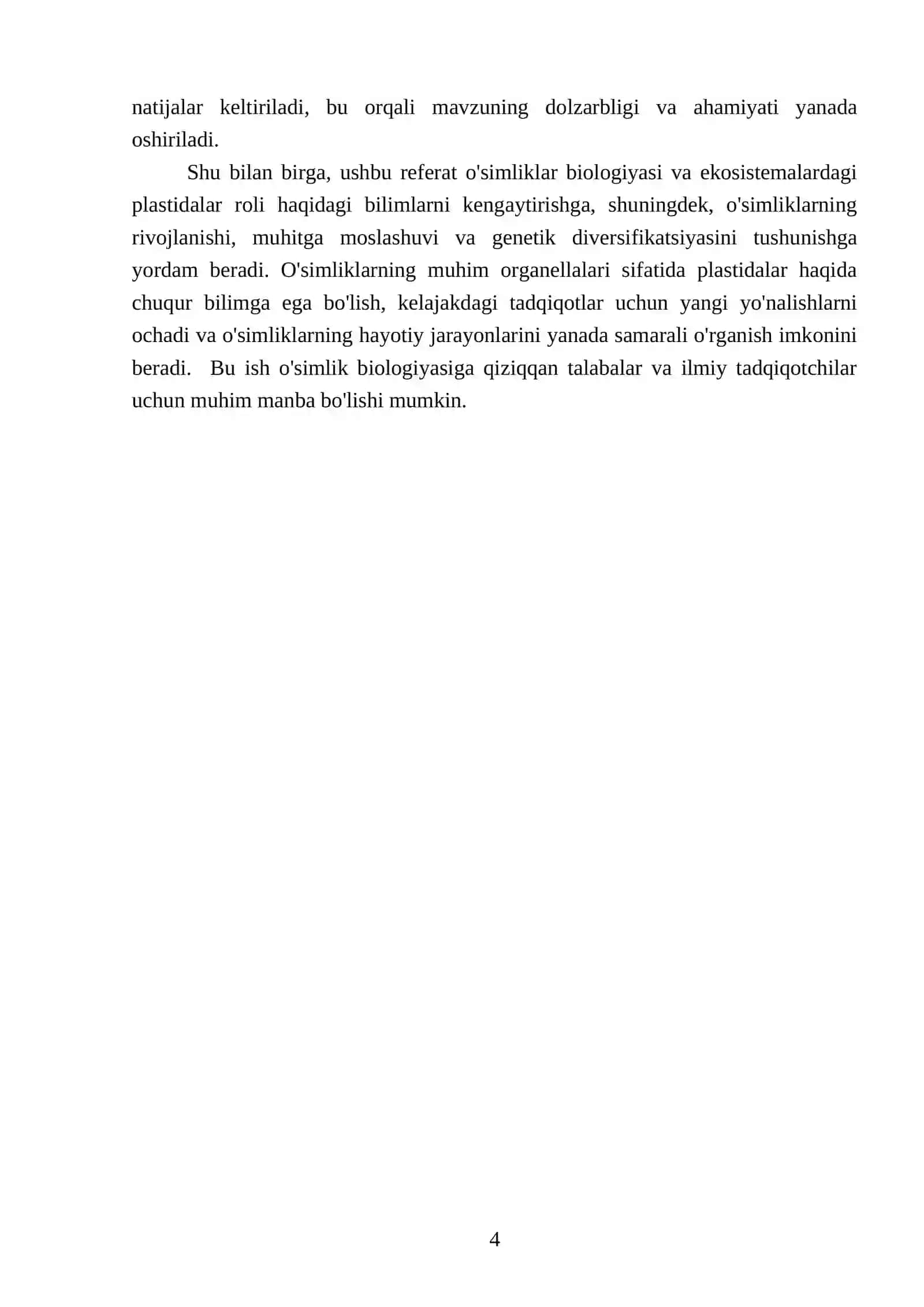 Plastidalarni òsimlik organizimidagi ahamiyati 4