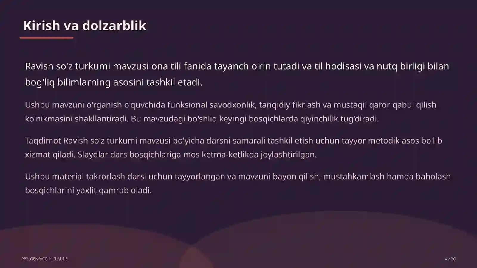 Ravish so'z turkumi (7-sinf) 4