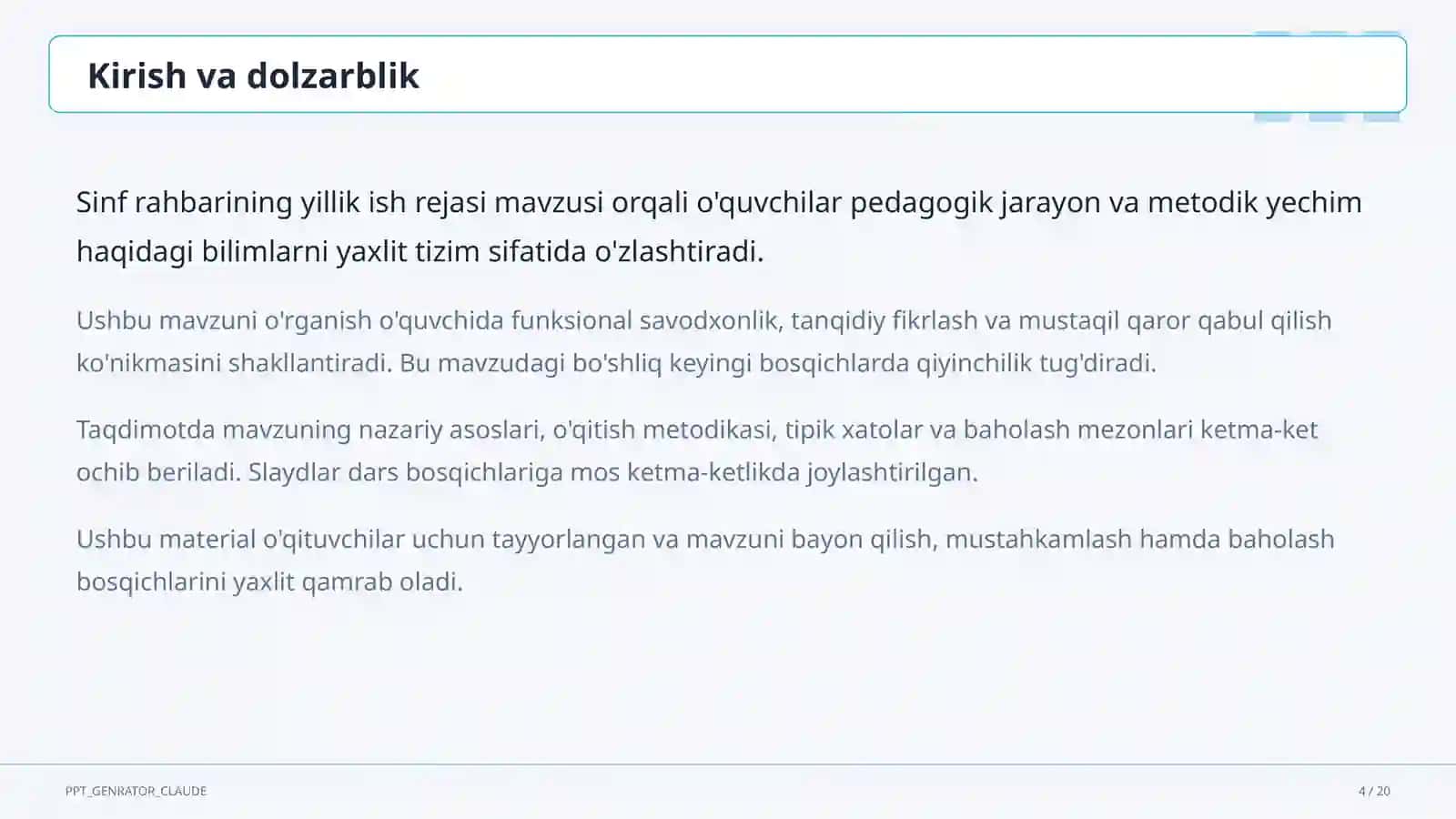 Sinf rahbarining yillik ish rejasi 4