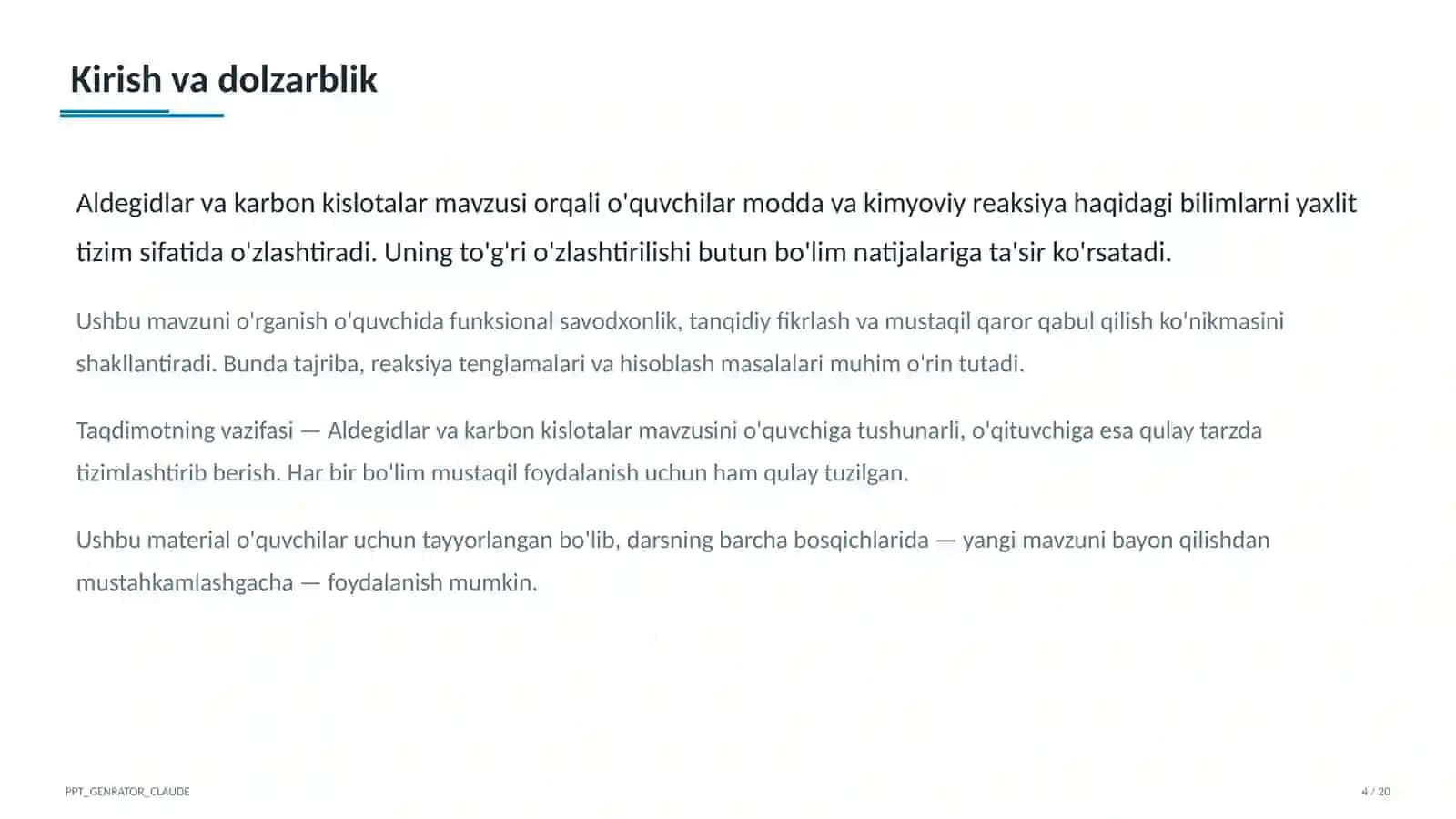 Aldegidlar va karbon kislotalar (10-sinf) 4