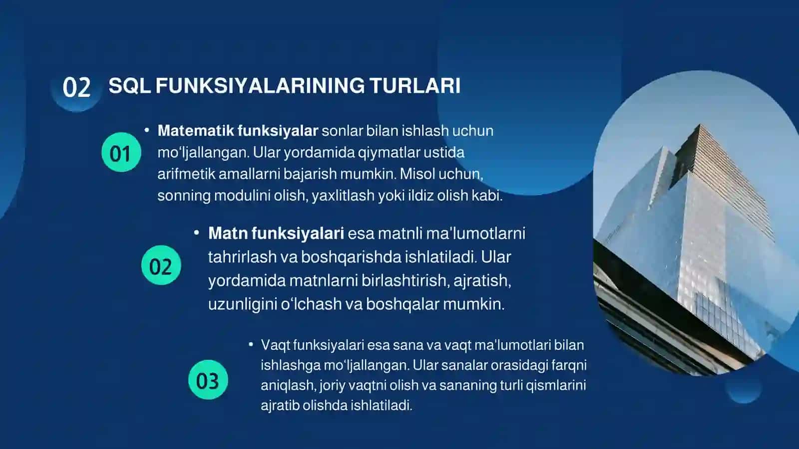 SQL standart funksiyalari 4