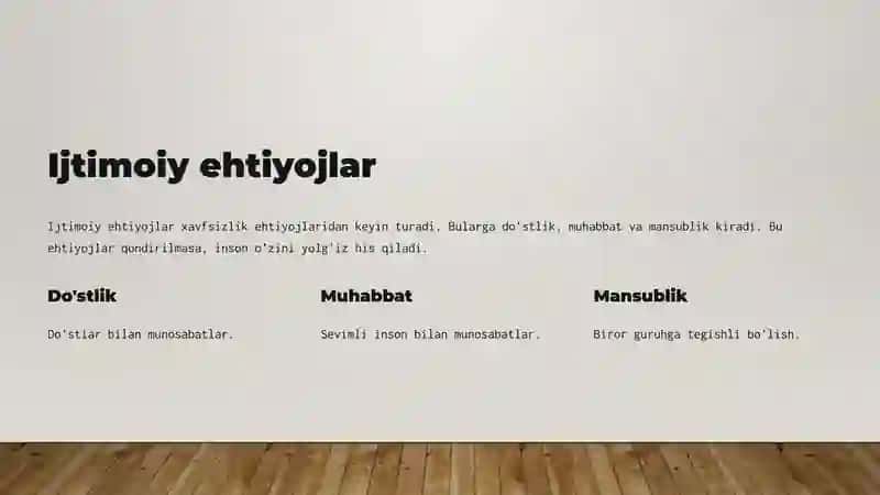 Ehtiyojlarning turlari 4