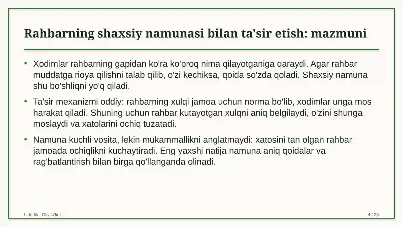 silga qarshi kurash dispanserlarida rahbarning shaxsiy namunasi orqali ta'sir etish 1292 4