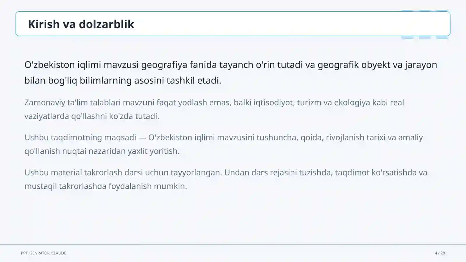 O'zbekiston iqlimi (8-sinf) 4