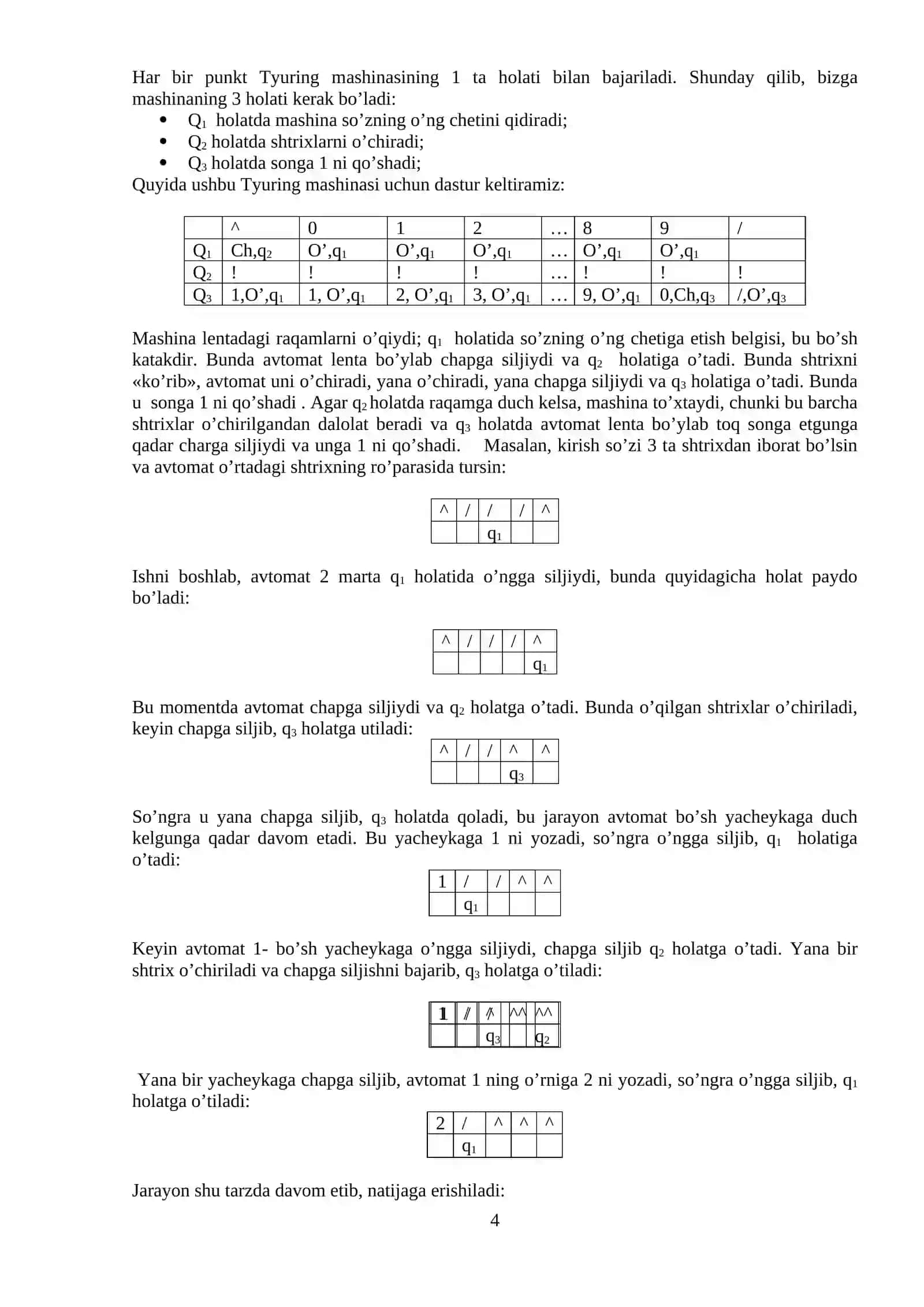 TYURING-POST MASHINALARI VA MARKOVNING NORMAL ALGORITMLARI 4