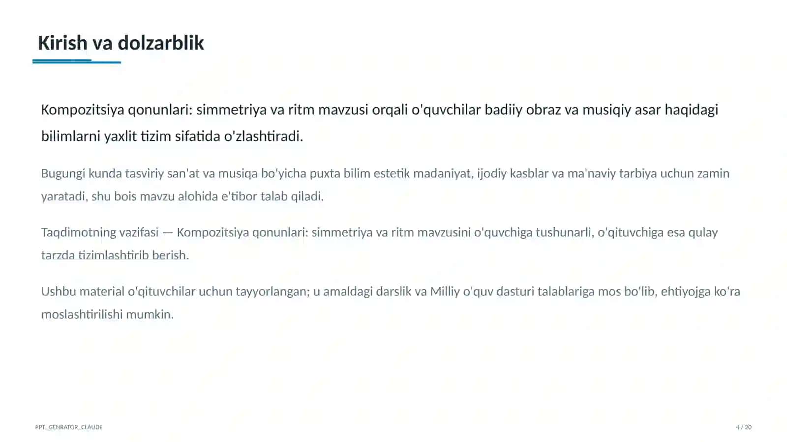 Kompozitsiya qonunlari: simmetriya va ritm (7-sinf) 4