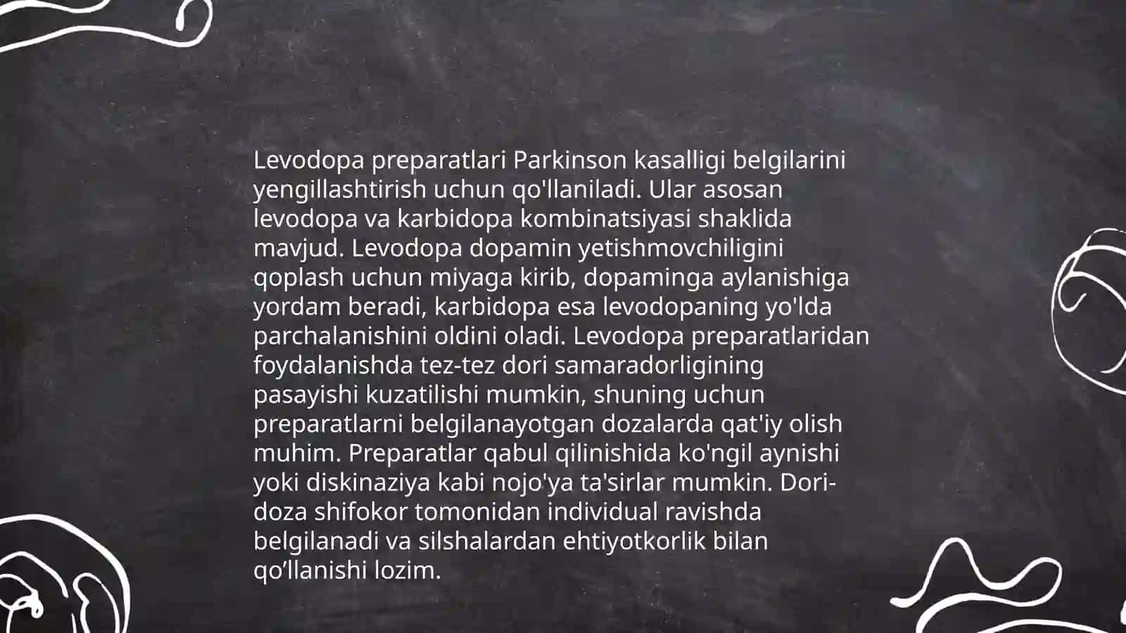 Parkinson kasalligini davolashda ishlatiladigan dori vositalari 4