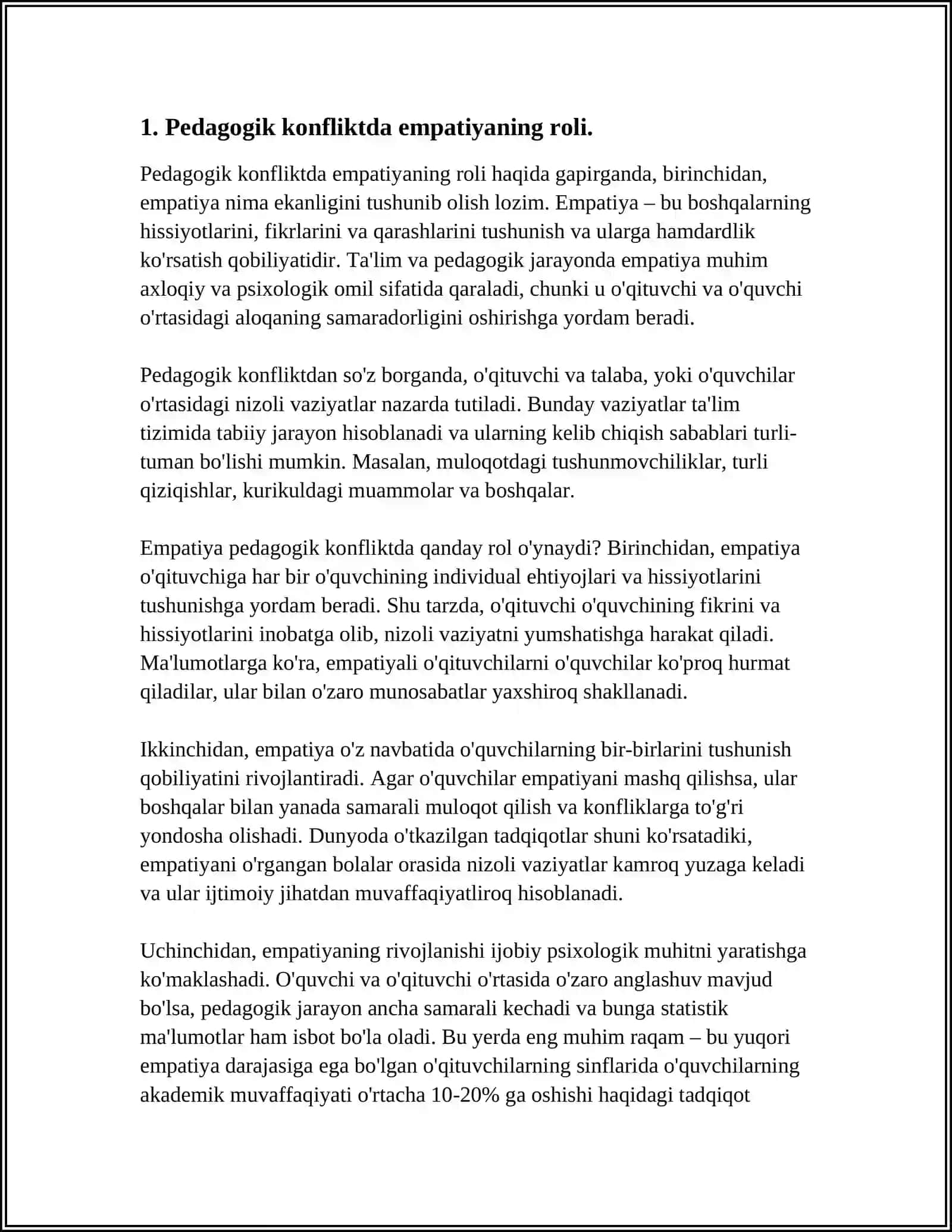 PEDAGOGIK KONFLIKTOLOGIYADA EMPATIYA, PERSEPTIV, DIDAKTIK, TASHKILOTCHILIK 4