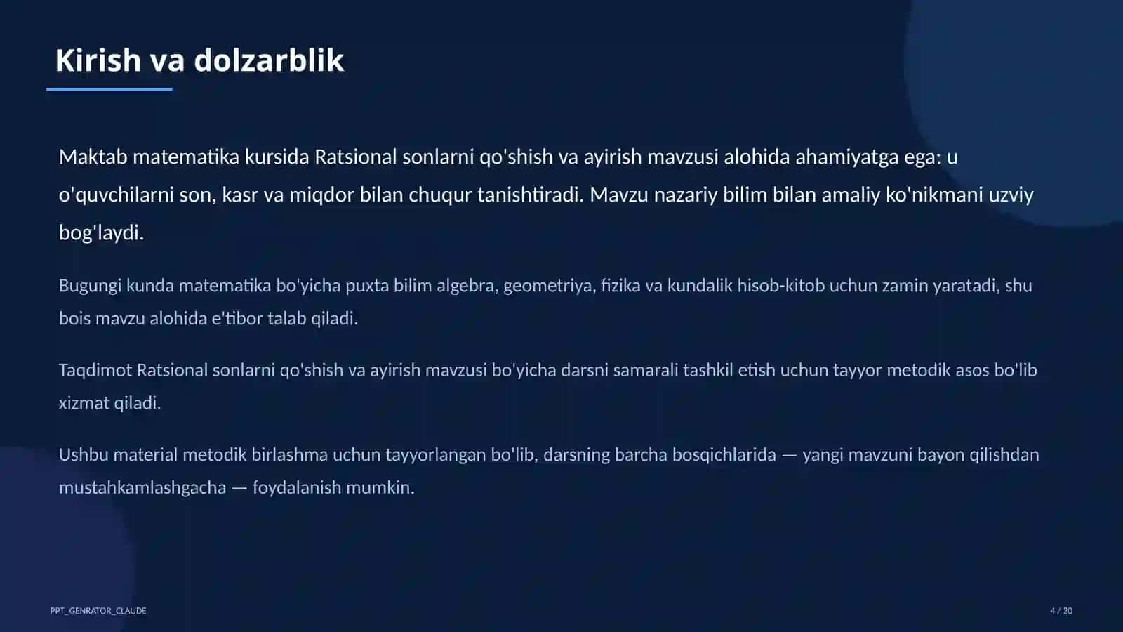 Ratsional sonlarni qo'shish va ayirish (6-sinf) 4