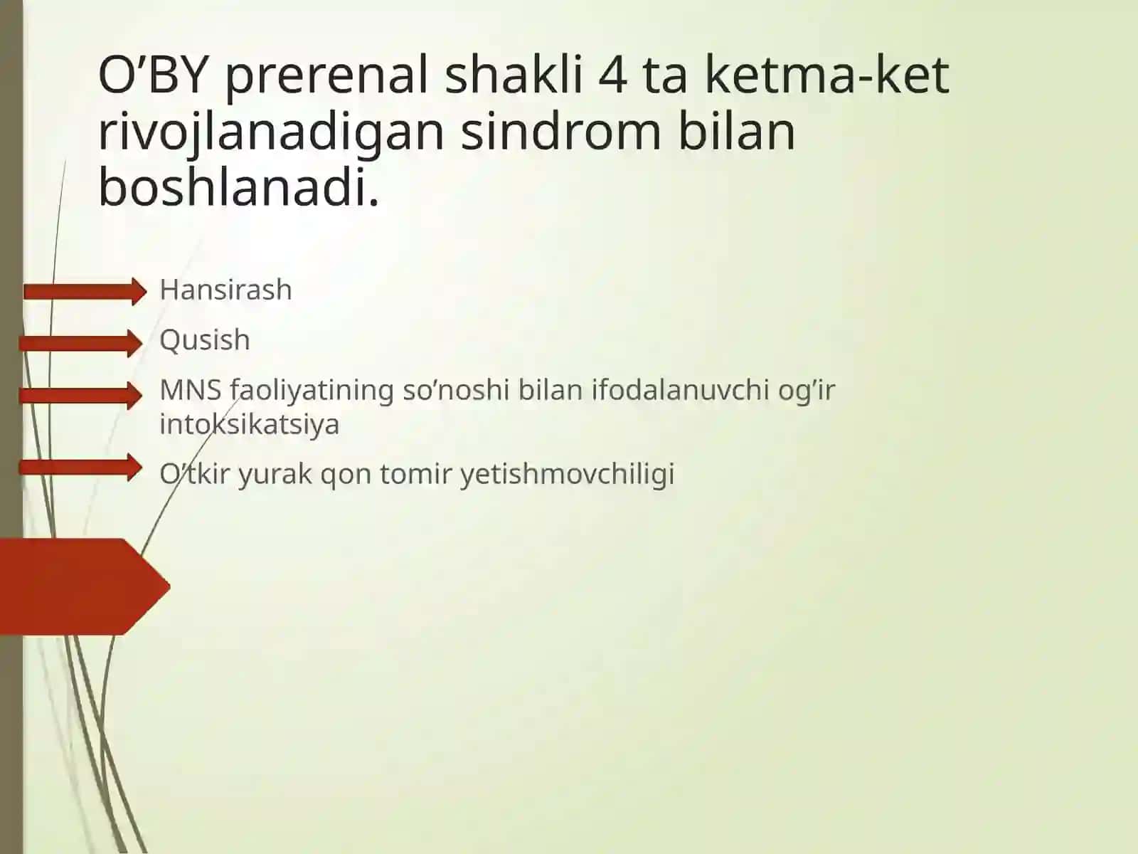 Ma’ruza:Buyrakkasalliklaridagiasosiykliniksindromlar:Nefrotik,Nefritik,Uremik,Gepertoniksindromlar 4