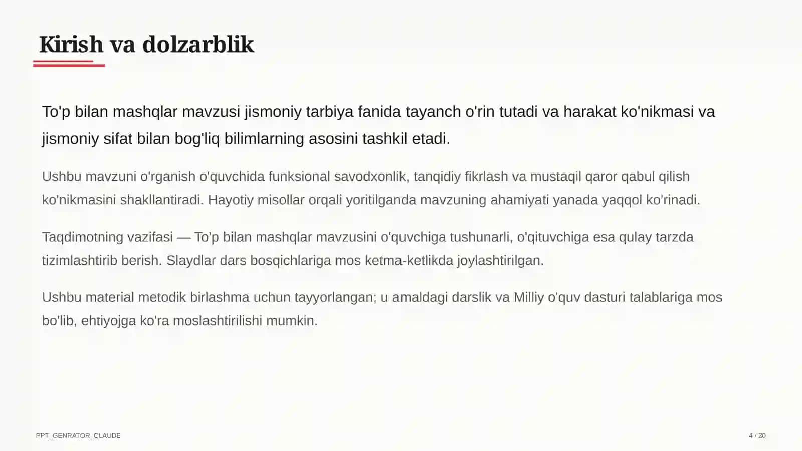 To'p bilan mashqlar (2-sinf) 4