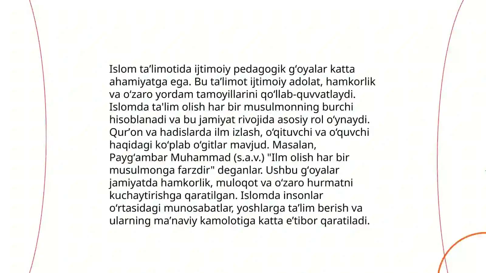 Oʻzbek xalq pedagogikasi va islom taʼlimotida ijtimoiy pedagogik gʻoyalar 4