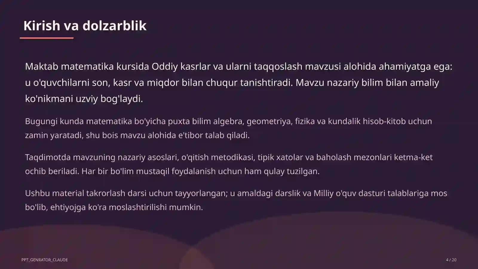 Oddiy kasrlar va ularni taqqoslash (5-sinf) 4