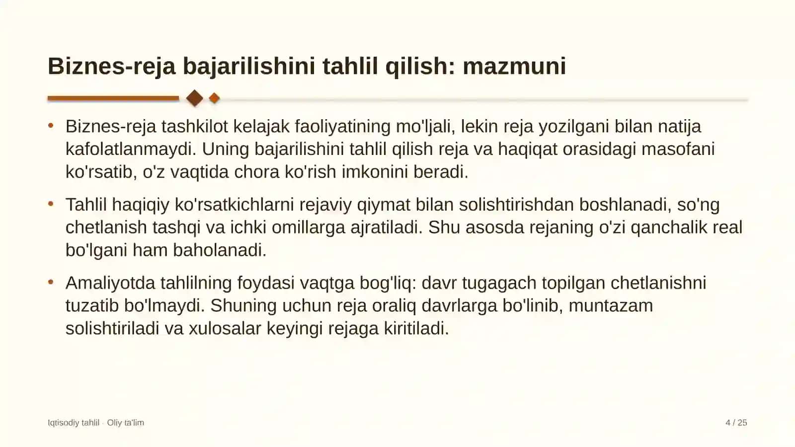 pochta aloqasida biznes reja bajarilishini tahlil qilish 7015 4