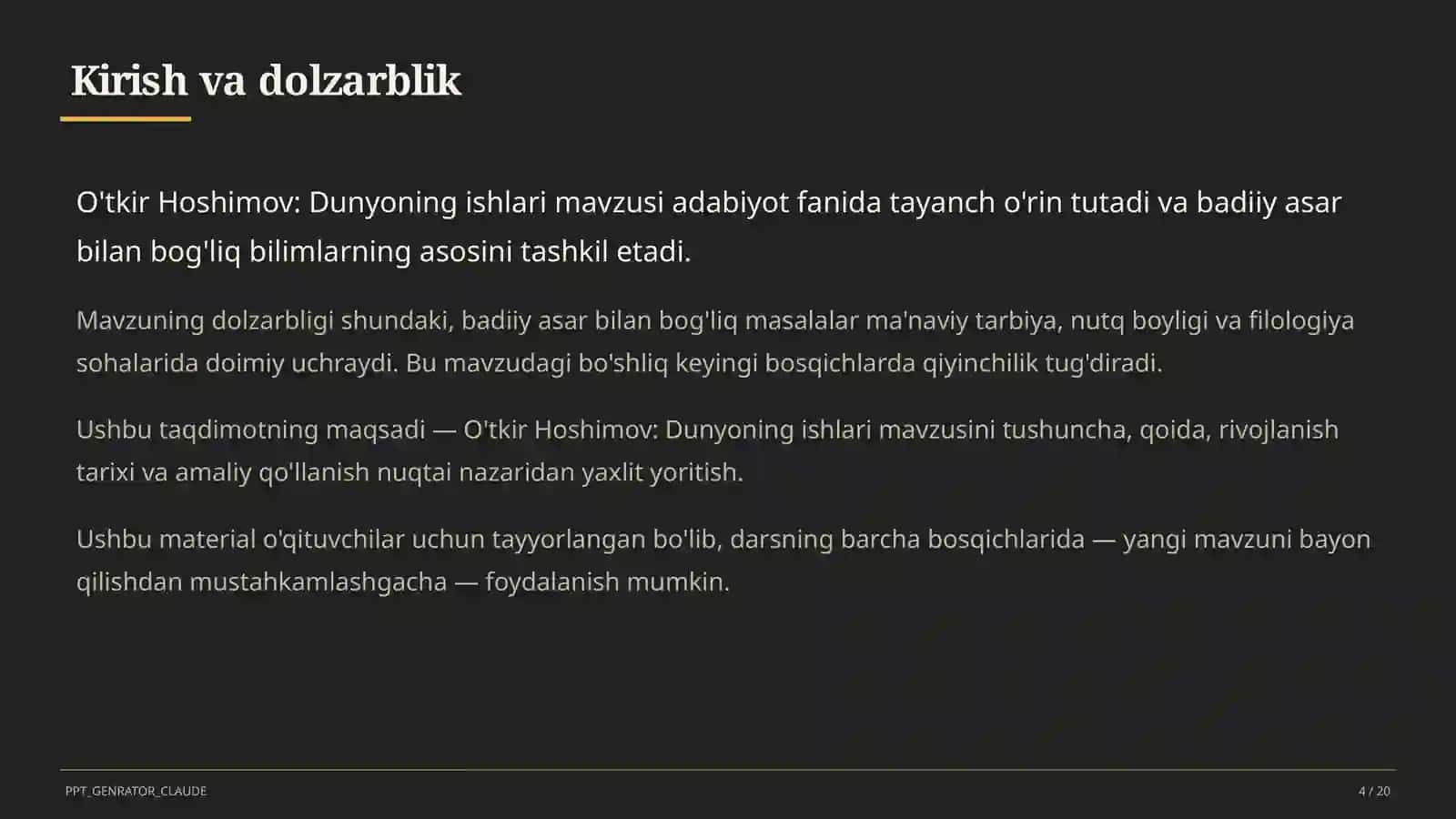 O'tkir Hoshimov: Dunyoning ishlari (7-sinf) 4