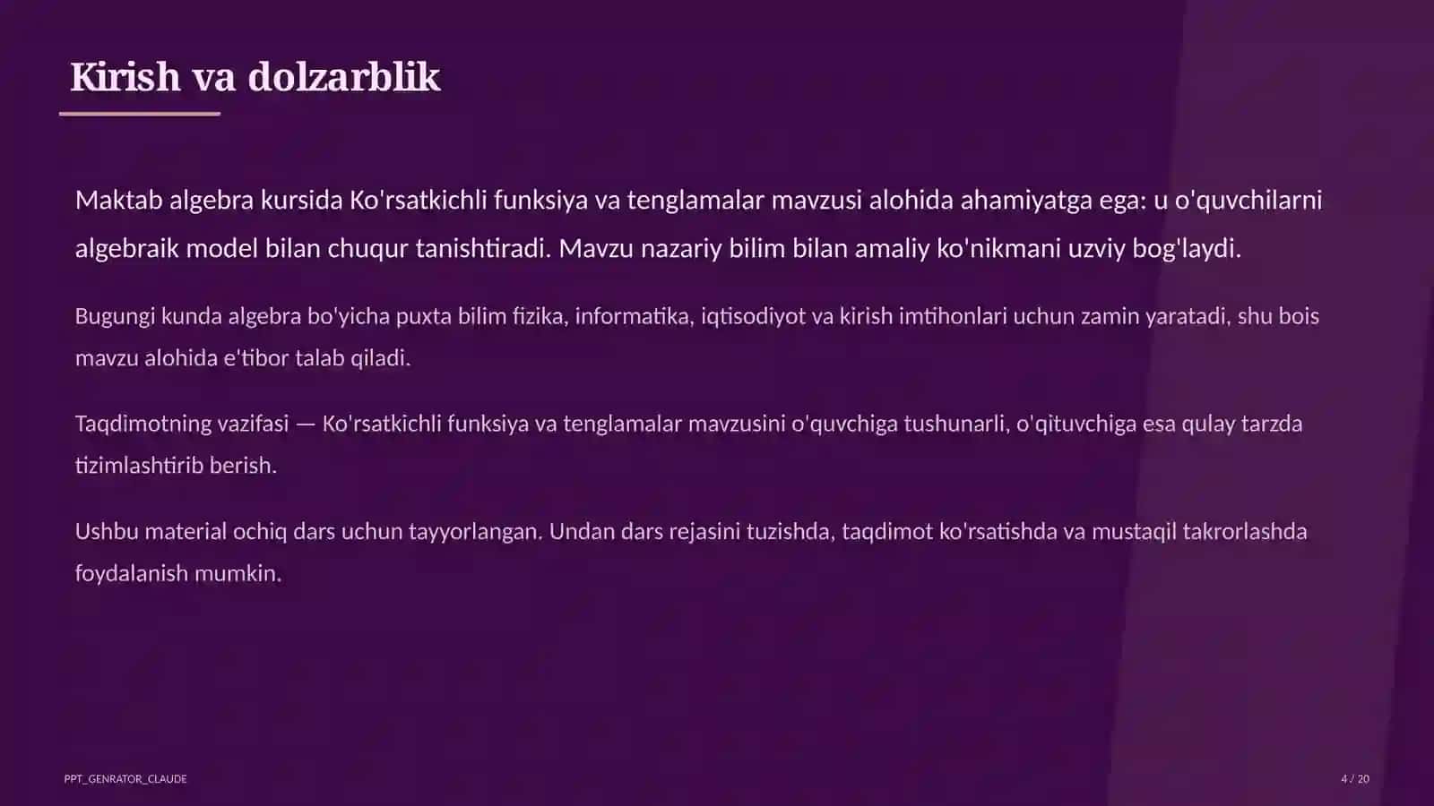 Ko'rsatkichli funksiya va tenglamalar (10-sinf) 4