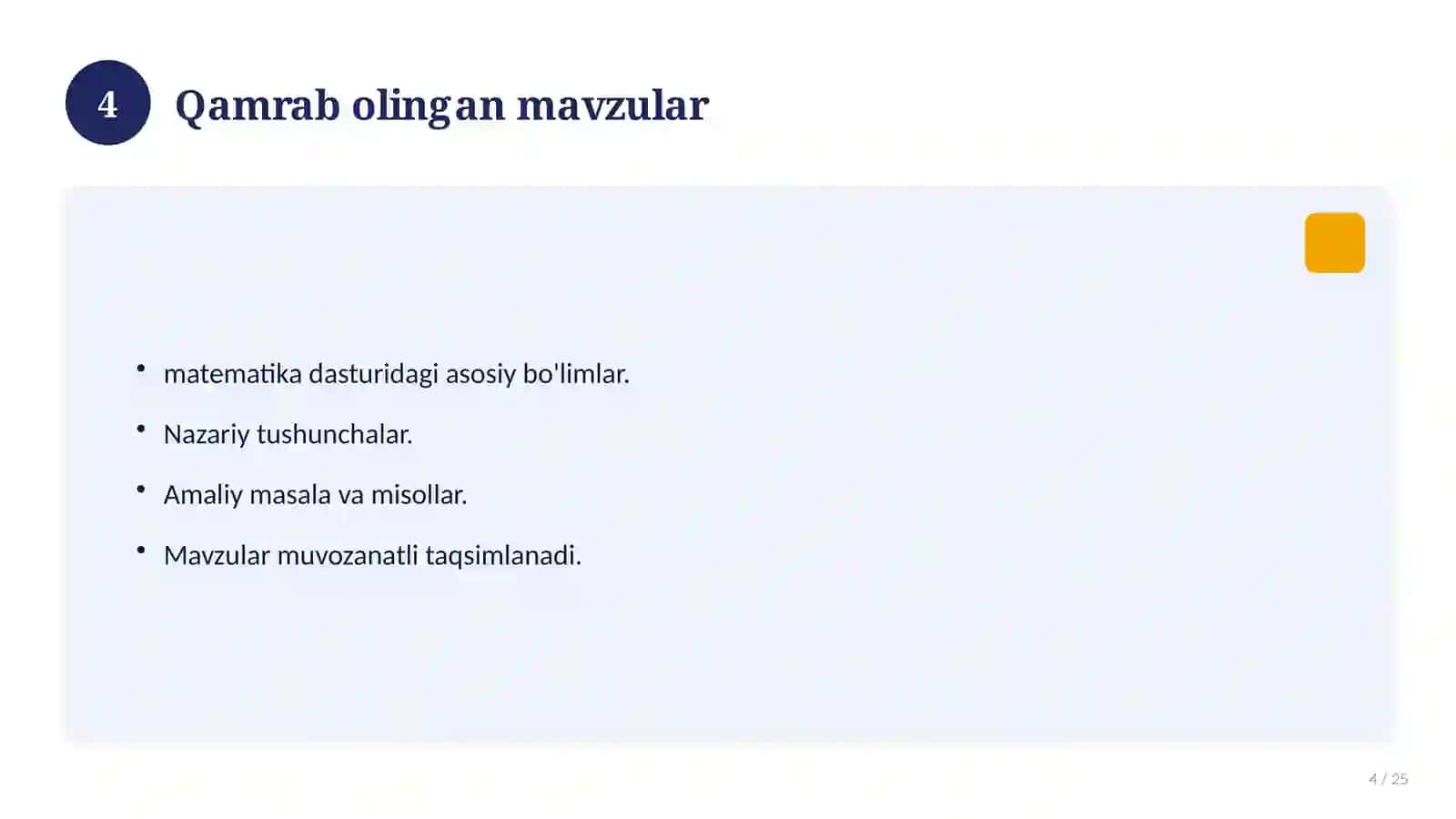 Tarbiya fanidan 6-sinf: mavzulashtirilgan nazorat ishi va tahlil 4