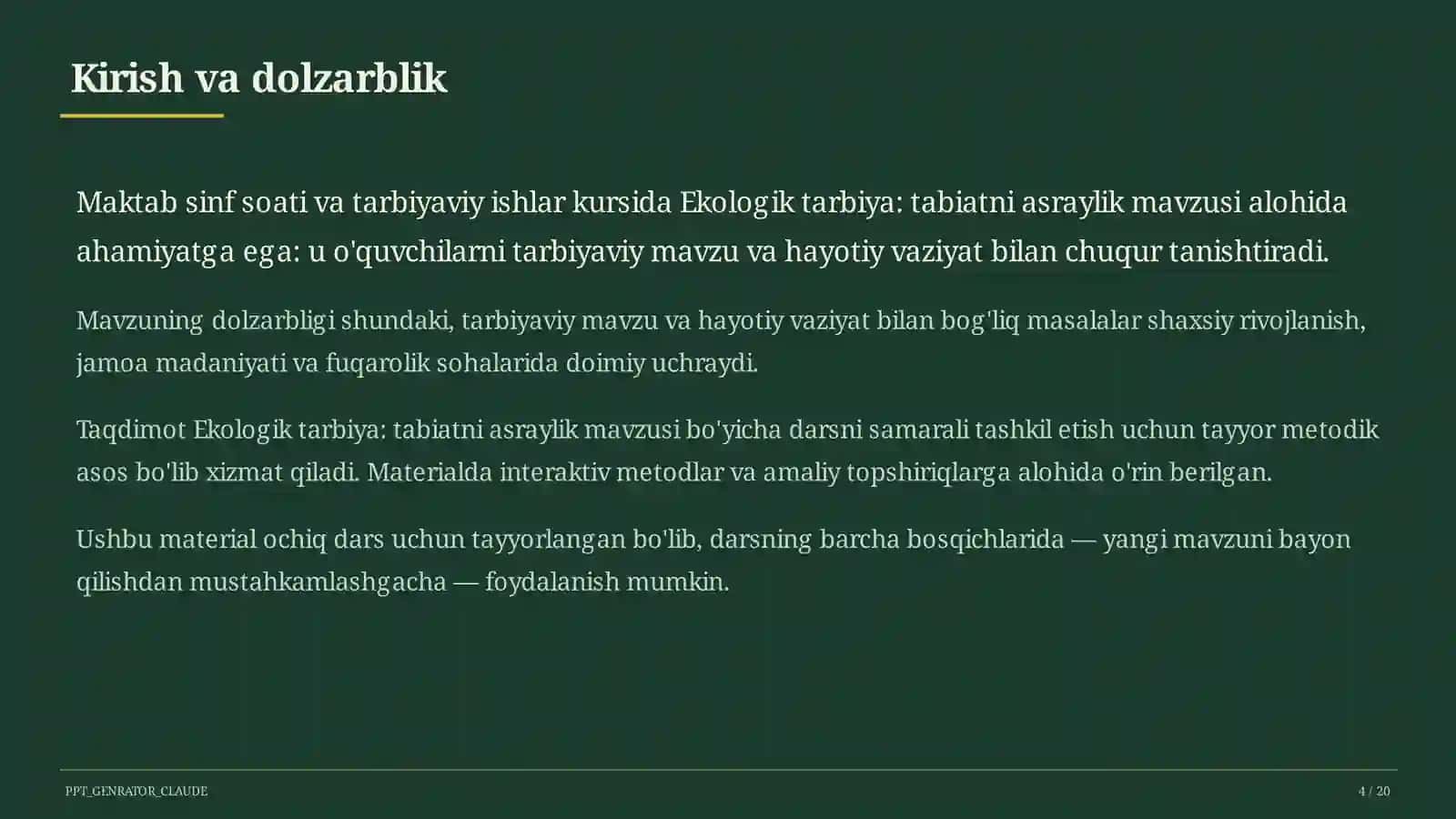 Ekologik tarbiya: tabiatni asraylik 4