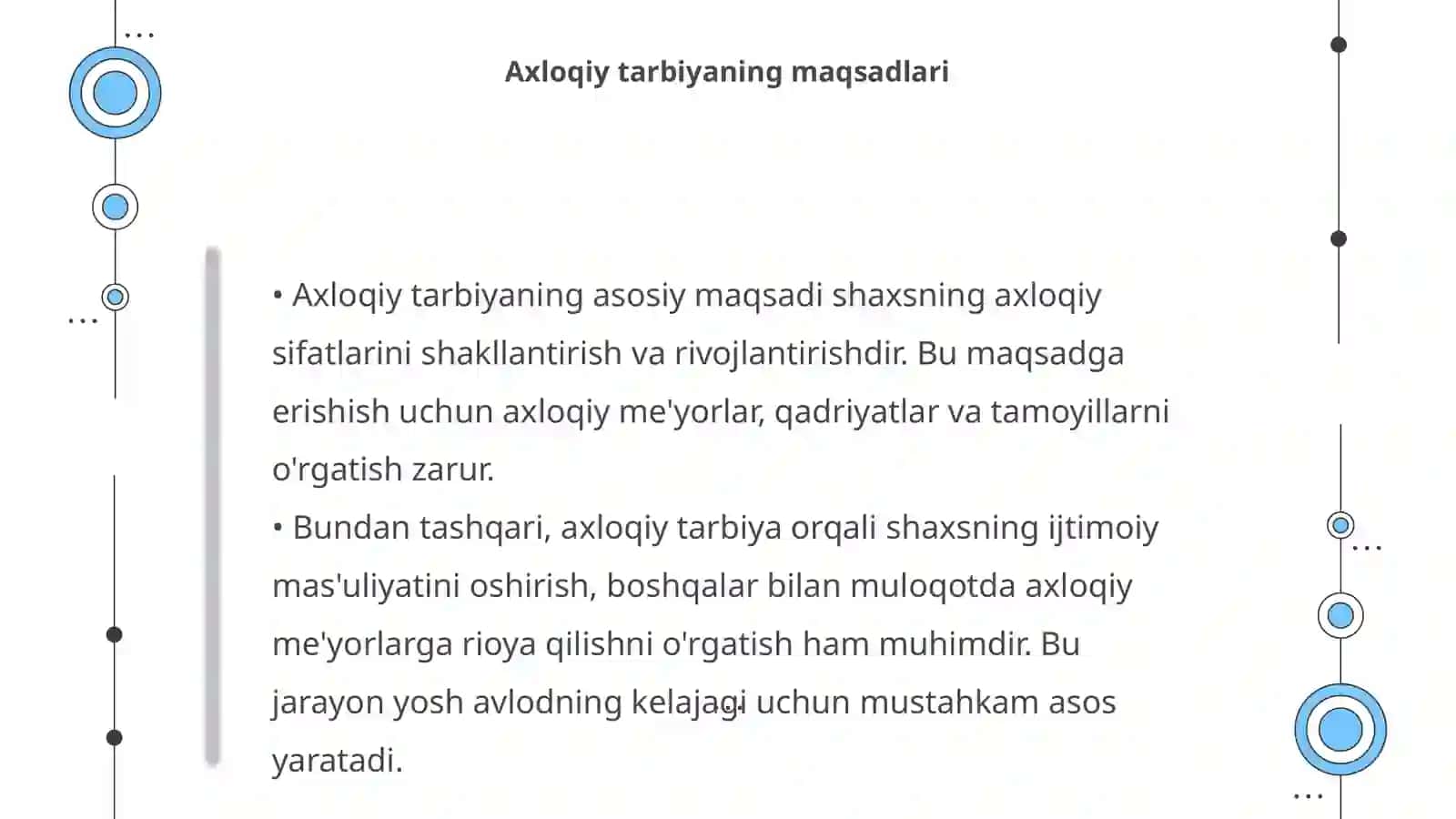 Zamonaviy axloqiy tarbiyaning yutuqlari va kamchiliklari Falsafa fani 4