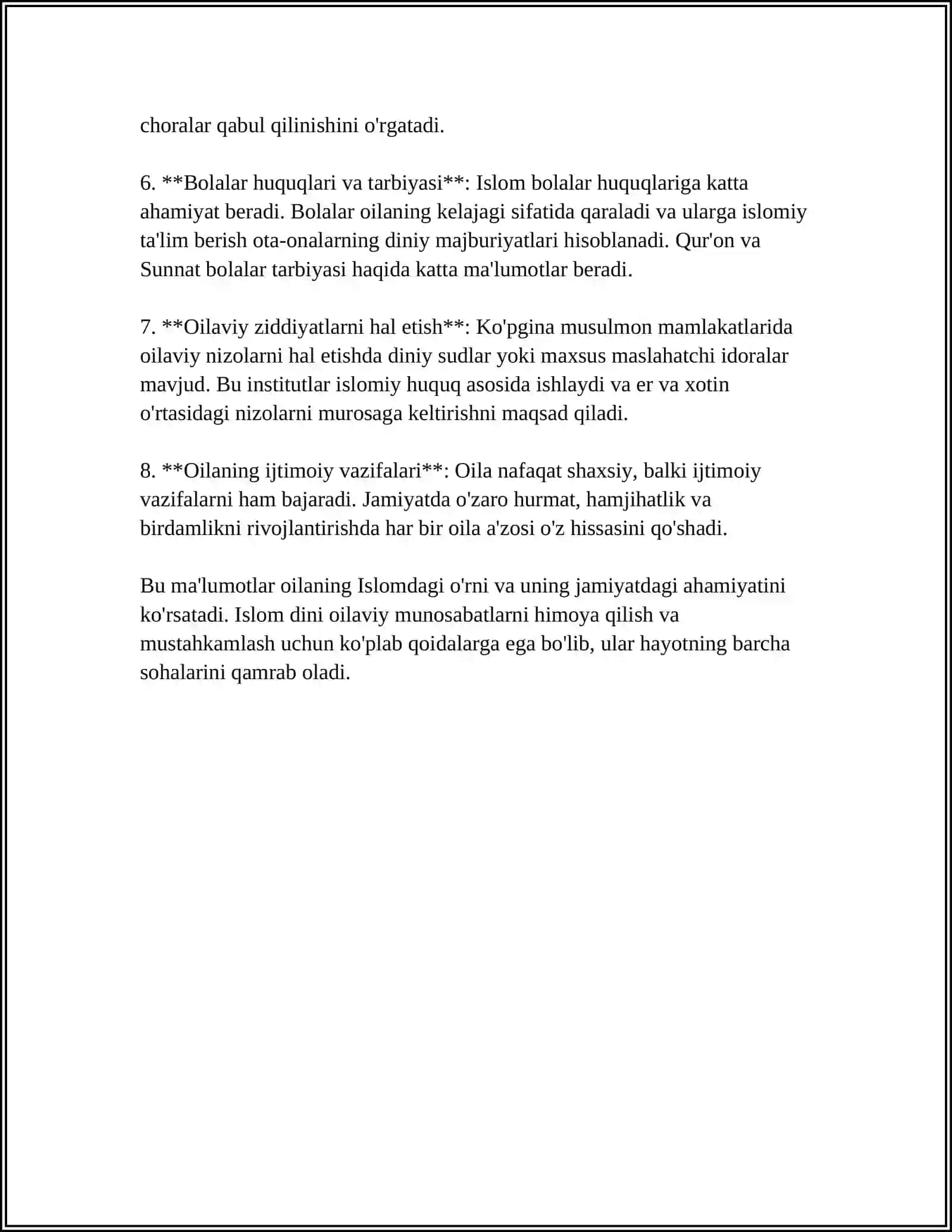 SHAYX MUXAMMAD SODIQ MUHAMMAD YUSUF ''BAXTIYOR OILA ''ASARIDA ISLOM QADRIYATLARINING TALQINI 4