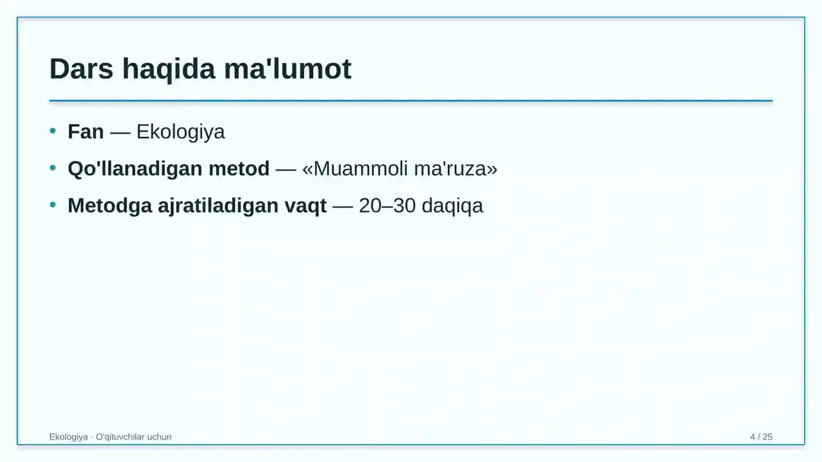 ekologiya darslarida muammoli ma'ruza metodidan foydalanish 7078 4