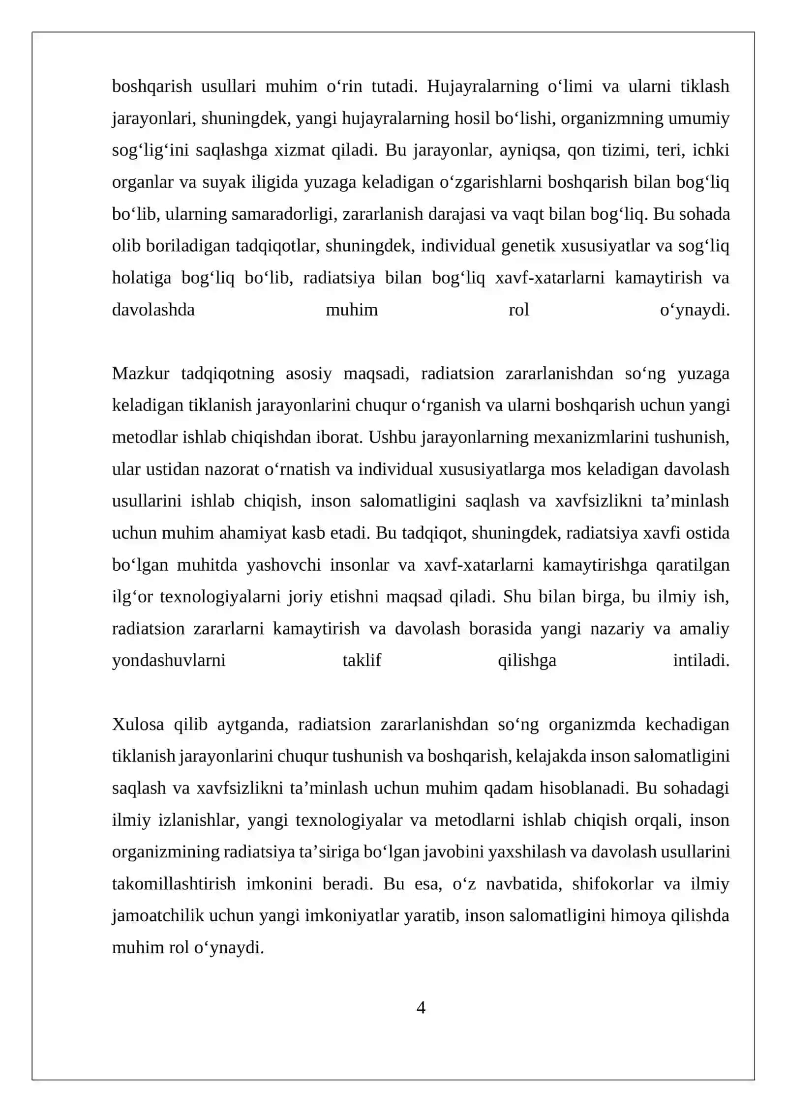 RADIAKSION ZARARLANISHDAN SÕNG ORGANIZMDA KECHADIGON TIKLANISH JARAYONLARI 4