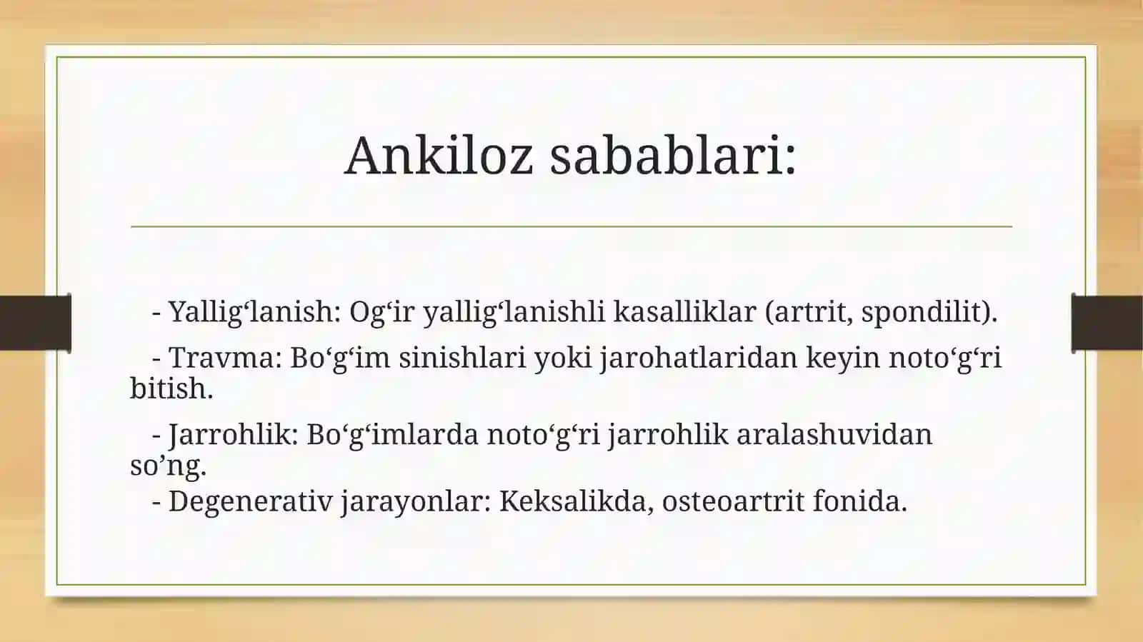 Boʻgʻimlarkontrakturasivaankilozlar: Sabablari, klinik belgilari va davolash usullari 4