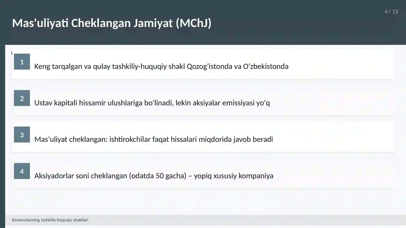 Korxonalarning tashkiliy-huquqiy shakllari 4