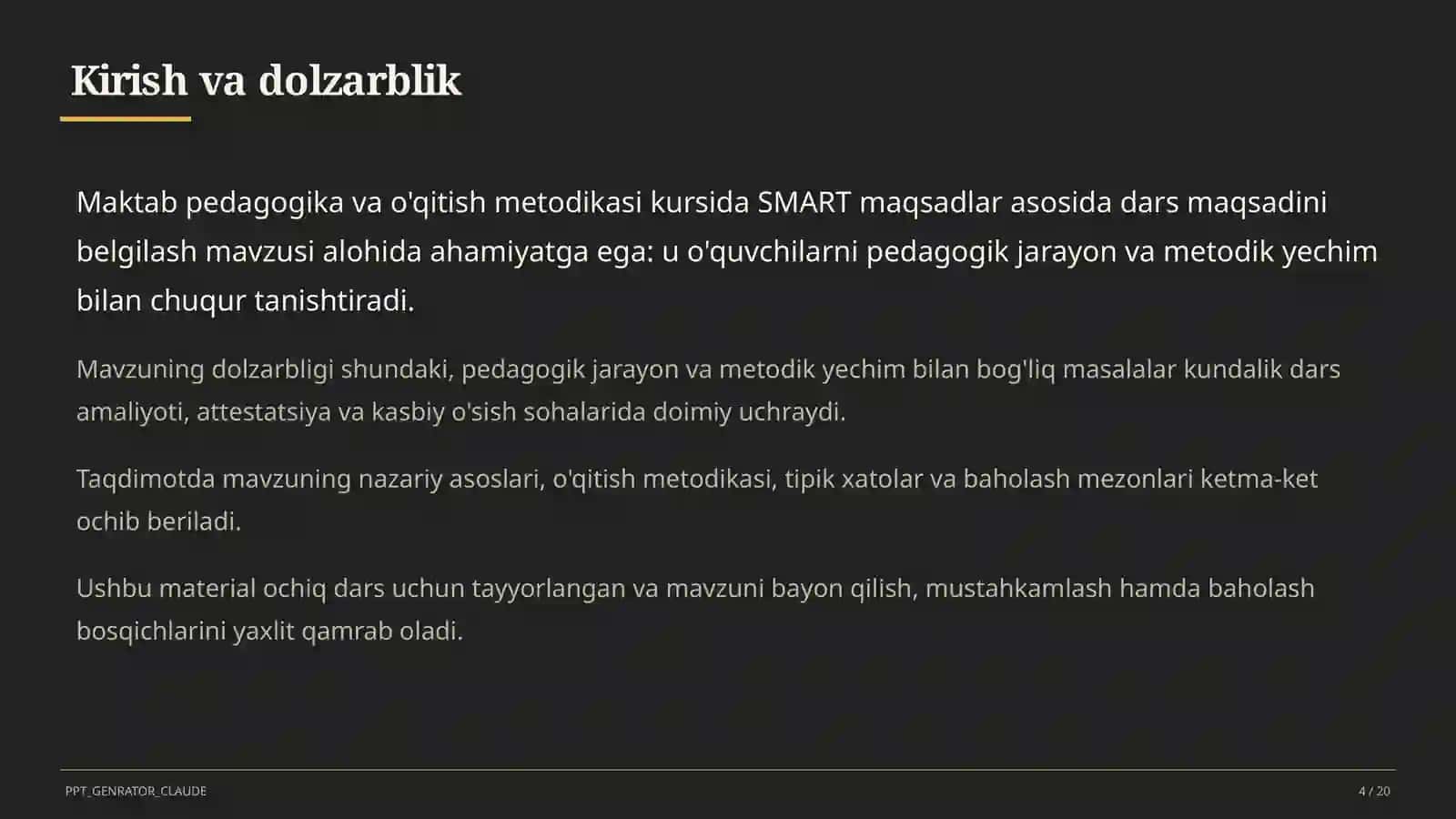 Dars rejasi 4