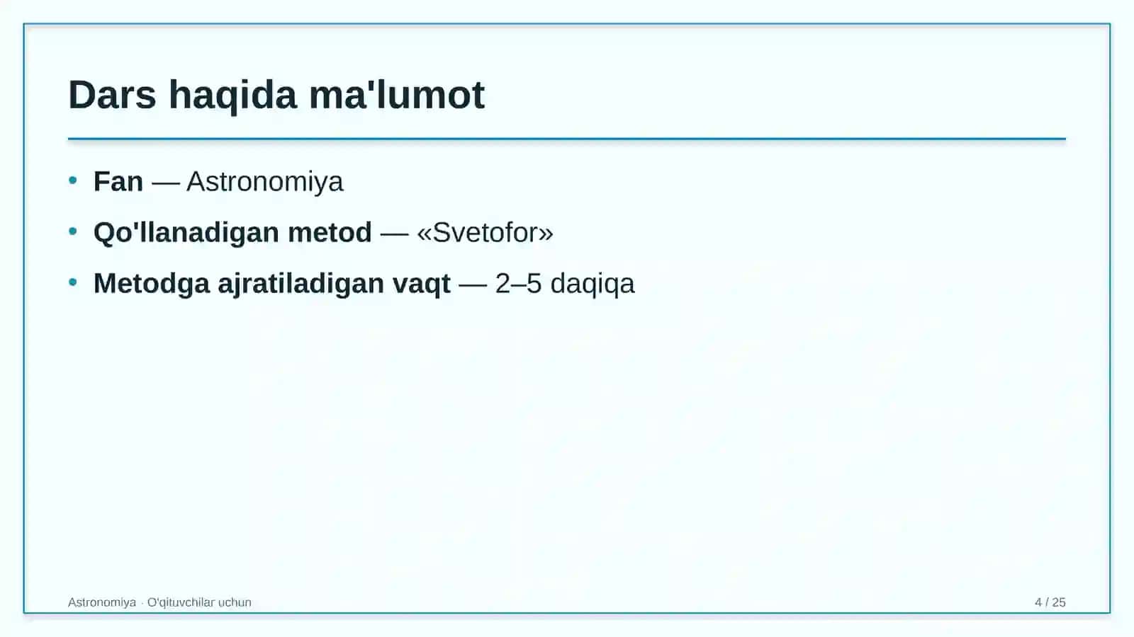 astronomiya darslarida svetofor metodidan foydalanish 1661 4