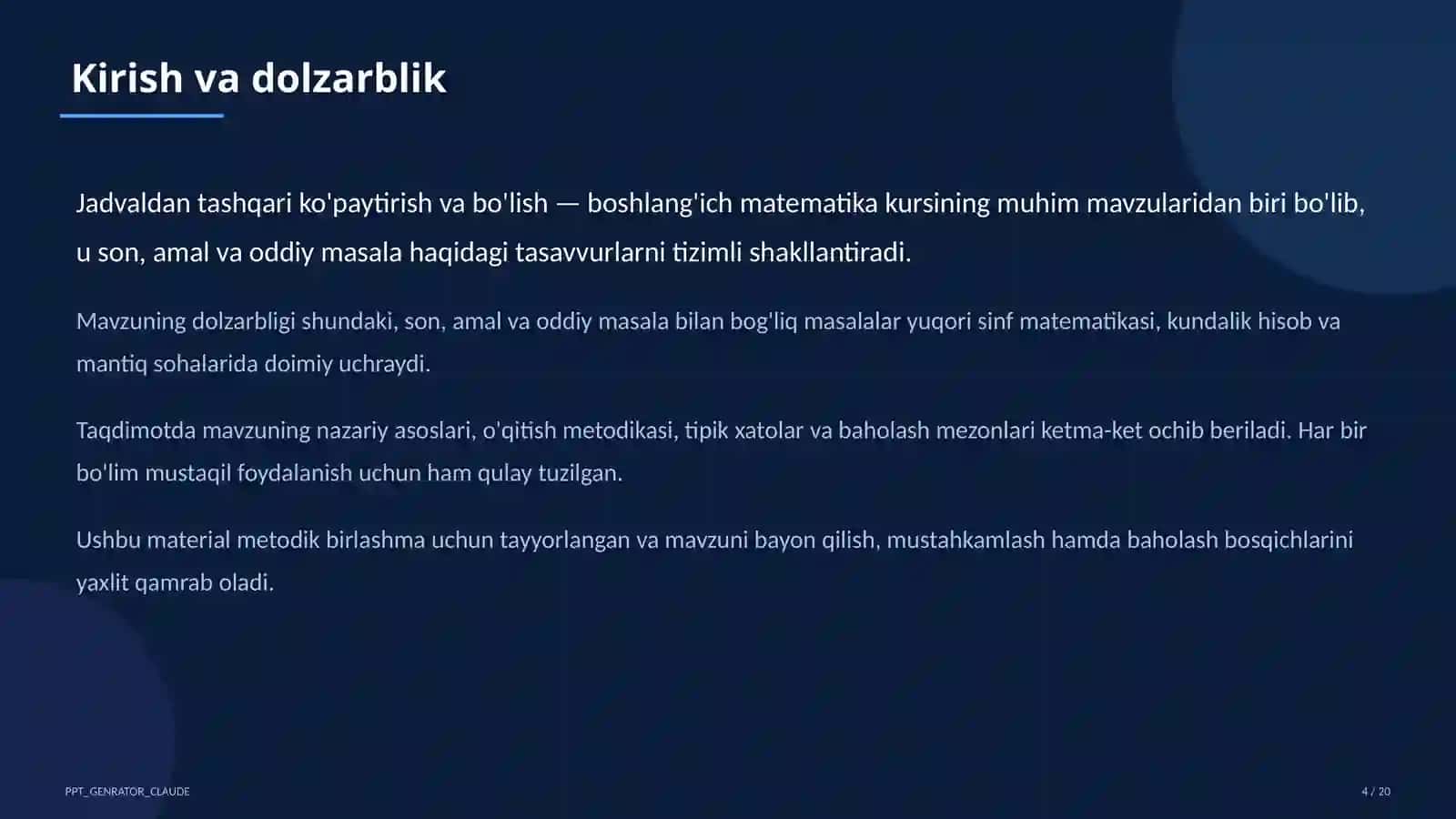 3-sinf Jadvaldan tashqari ko'paytirish va bo'lish 4