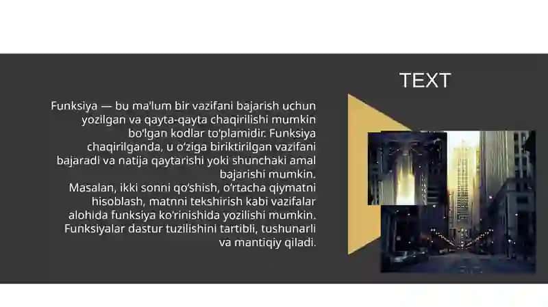 Python dasturlash tilida Funksiya qaytaruvchi qiymat: retun 4