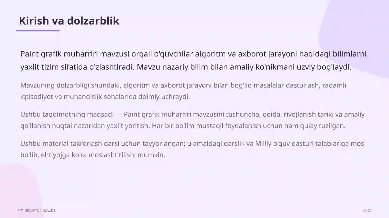 Paint grafik muharriri (5-sinf) 4