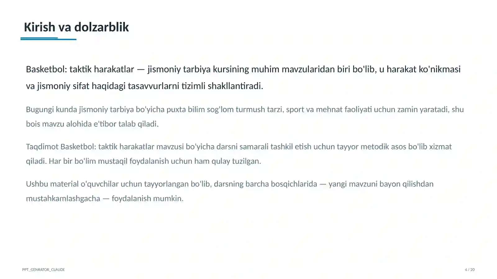 Basketbol: taktik harakatlar (8-sinf) 4