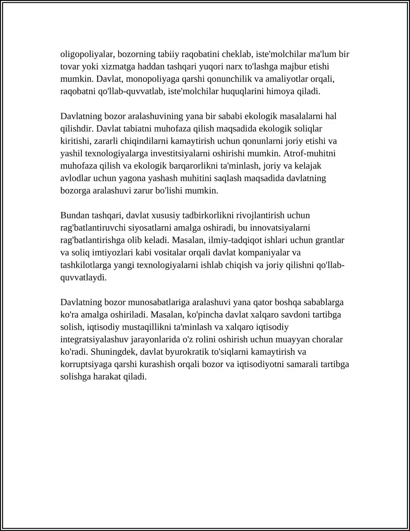 BOZOR MUNOSABATIGA DAVLAT ARALASHUVI SAMARASI. MAKSIMAL VA MINIMAL NARXLAR 4